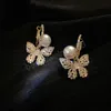 Fashion Cute Gold Color Butterfly Dangle Earrings For Women Gifts Jewelry Premium Luxury Zircon Jewelry Accessories