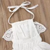 Kız Elbise Doğdu Bebek Kız Bebek Kız Katı Çiçek Elbise Tulum Kıyafet Güneş Takım Balo Elbise Kolsuz Çocuk Giysileri