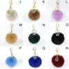 Cute Keychain With Artificial Crystal Pendant Fake Fur Pompom Ball Key Chain Bag Car Keys Accessories Fashion Jewelry Gift