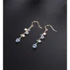 Boucles d'oreilles pendantes DAIMI bleu ciel topaze gland pierres précieuses femme véritable jaune 14K or Injection perle Earline cadeau