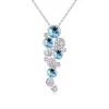 Chains Brand Jewellry Necklaces Flower Pendants For Women Full Crystal Jewelry White Gold Color