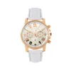 White Dial White With Watch Watch Retro Geneva Watches Womens Quartz Trend Wristwatch مع فرقة جلدية جيدة اختيار 263s