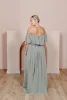 Light Sky Blue A Line Bridesmaid Dresses Off Shoulder Plus Size Pleats Chiffon Side Split Floor Length Maid of Honor Gowns Wedding Guest Dress Custom Made