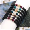 Beaded Strands Justerbar charmarmband Natural Stone Matt Bead Yoga Healing Crystal Stretch Buddha For Women Män släpper leverans J otzen