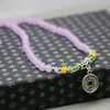 Bracelets de charme Calcédoine violet clair Perles de cristal chanceux Pierres naturelles Bracelet Chaîne de main pour femmes filles dames pendentif de pièce antique
