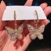 Fashion Cute Gold Color Butterfly Dangle Earrings For Women Gifts Jewelry Premium Luxury Zircon Jewelry Accessories