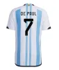 3 yıldız 2022 Arjantin Futbol Forması Hayranlar Oyuncu Versiyonu Dybala Alvarez Maradona Futbol Gömlek 22 23 Erkek Çocuk Setleri Tekdüzen Di Maria De Paul Martinez Romero Kadın