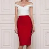 Skirts Slim Sexy Women Skirt Black Red White Spring Yellow Autumn Bandage Pencil Solid Rayon Evening Club Party