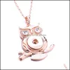 Pendant Necklaces Noosa Snap Button Necklace Rose Gold Owl Star Crystal Chunks Simple Fit 18Mm Buttons Jewelry Drop Delivery Pendants Dhbtr