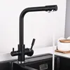 Keukenkranen kraan uittrekken messing water tap direct drinken drie manieren gootsteen mixer purifier