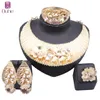 Brazil Gold Color Jewelry Sets For Women Dubai Flower Necklace Earrings Ring Bangle Bride Wedding Party Gift Set