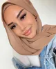 Abbigliamento etnico Marca Chiffon increspato Donna Solider Colore Premium Hijab pesante Sciarpe da donna Scialle lungo