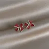 Boucles d'oreilles Sexy avec nœud en pierre rouge pour femme, bijoux à la mode, accessoires gothiques, fête inhabituelle pour fille, 2022