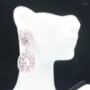 Ohrstecker, 51 x 23 mm, Deluxe-Rosa-Kunzit-London-Blautopas-CZ-Schmuck für Damen aus Silber