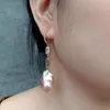 Hoop Earrings KKGEM Cz Pave Chain 15x23mm Natural Cultured Pink Reborn Keshi Pearl Dangle Lever Back Classic For Women