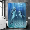 Shower Curtains Marine Life Dolphin Curtain 3D Home Wall Hanging Cloth Landscape Waterproof Polyester Bathroom Bath Screen Decor