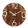 Wall Clocks -Luminous Clock 12 Inch Wooden Silent Non-Ticking Kitchen With Night Lights For Indoor/Outdoor Living Room