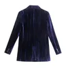 Trajes de mujer Blazers chaqueta de terciopelo mujer Vintage azul mujer otoño 2022 chaqueta de manga larga con botones ropa de oficina elegante traje femenino