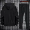Gym Clothing 1 Set Two Pieces Drawstring Men Sportswear Good Touch Solid Color Hoodie Pants