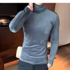 Women's T Shirts Autumn Winter Slim Fit Solid Hlaf Turtleneck Velvet For Men Clothing Long Sleeve Casual Tees Homme Ropa Hombre E936