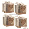 Juldekorationer 50 datorer Kraft Paper Wedding Party Candy Gift Favor Box Holder With Khaki Burlap Twine Drop Delivery Home Garden OT26U