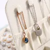 Sachets de bijoux Boîte double facette de rangement de rangement boucles d'oreilles en cuir Collier d'anneau d'oreille