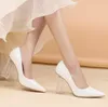 White Ladies Pumps Comfort High Heels Women Office Shoes 9cm Transparent Heeled Black Shoes Pointed Toe Zapatos De Mujer