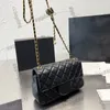 22C Pearl Crush Rectangular Square Lambskin Bags Classic Mini Flap Quilted With Antique Gold Plait Metal Hardware Matelasse Chain 289a