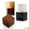 Bureau tafel klokken houten digitale led wekker moderne kubus timer kalender druppel levering home tuin decor dhpyh