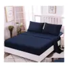 Bedding Sets 100 Egypt Cotton Set Solid Color With Elastic Band Bed Lines El Style Twin Queen King 3/4Pcs Drop Delivery Home Garden Otlwh