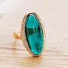 Cluster Rings MOONROCY Rose Gold Color Green Crystal CZ Trendy Oval Drop For Women Gift Finger Party Girls Wholesale