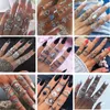 Cluster Rings Bague Femme Vintage For Women Boho Geometric Flower Crystal Knuckle Ring Set Bohemian Midi Finger Jewelry Silver Color