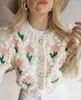 Kadın Örgü Boho İlham Çiçek Örgü Aplike Hırka Kadın Düğmeleri Uzun Kollu Kazak Palto Sıradan Sonbahar Kış Hartians