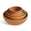 Bowls 5 Size Wooden Bowl Japanese Style Beech Wood Rice Soup Salad Container Small Large For Kids Tableware