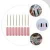 Nail Art Kits Bestandsbestanden Pedicure Houten houten sticks gereedschap manicure cuticle stick oranje vingernagel bufferpicks mininails pickblok