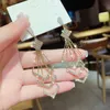 Diamond Tassel Long Geometric Personalized Dangle Earrings for Women Korean Fashion Earring Daily Birthday Party Jewets Gifts