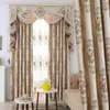Cortina de chenilla opaca europea de lujo, cortinas para sala de estar, Beige, Floral, 3D, elegante, cortinas francesas para ventana
