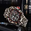 Ny topp lyxiga herrklocka kvarts kronograf Swiss R Men's Ice Out Hip Hop Rubber Strap Sports Men's Watch195m