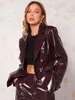 Desinger Leather Women Blazer Suits vネックイブニングパーティーレディースウェディング2ピースジャケットとズボン