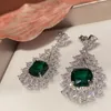 Dangle Earrings Luxury Aesthetic Drop Green Stone Wedding 2022 Trend Unusual Accessories Vintage Jewelry Long Hanging For Women