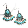 Vintage Bohemian Drop Dangle Earrings for Women Blue Stone Tassel Handmade Jewelry Ethnic Boho Geometric Statement Earrings