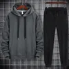 Gym Clothing 1 Set Two Pieces Drawstring Men Sportswear Good Touch Solid Color Hoodie Pants