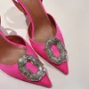 Designerskie buty damskie sandały Amina muaddi szpilki kryształowe Rhinestone klamra ozdobne sandały 10,5 cm na wysokim obcasie przezroczyste pantofle