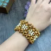 S3371 Bohemian Wood Beaded Elastic String 팔찌 여성 해변 구슬 팔찌