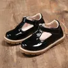 Flat Shoes Children Baby Girls Glossy Retro Leisure Soft Bottom Leather Princess Spring Autumn Solid Color