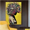 Paintings Graffiti Art Canvas Painting Colorf Girl Poster Print Wall Pictures For Living Room Vintage Decoration Drop Delivery Home Dheqd