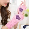 Knitting Fingerless Gloves Women Half Finger Gloves Arm Warmer Sleeve Weave Glove Winter Heart Mitten Outdoor