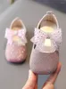 Platte schoenen kinderen meisjes leren lente / herfst boog mode baby prinses niet-slip zachte zool casual sneakers