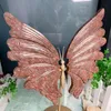 Naturalny sezam Jasper Butterfly Wings Party Room Decor Specjalne leczenie Meditaiton Oczyszczanie Energia Czerwona Kwarc Kryształowe skrzydła skały