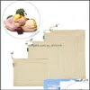 Storage Bags 3Pcs/Set Reusable Cotton Produce Premium Washable Eco Friendly For Grocery Shop Fruit Vegetable Drop Delivery Home Gard Ot57L